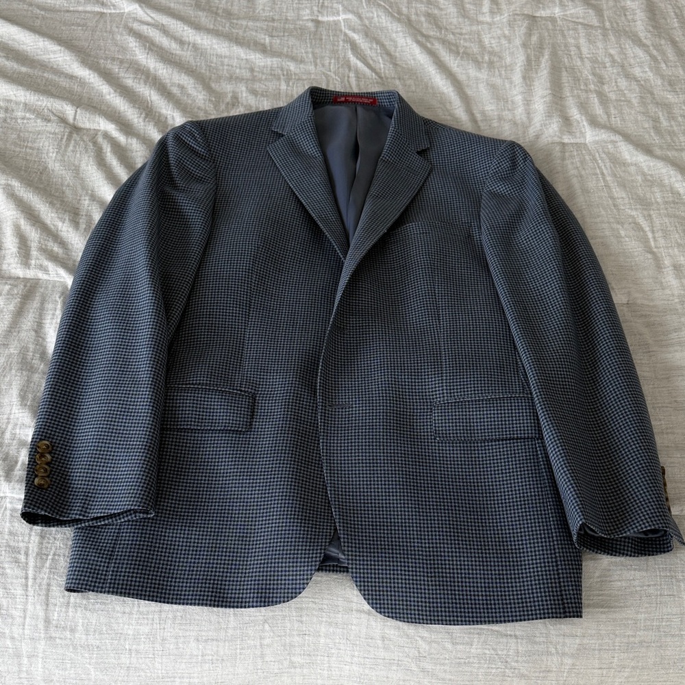 Hart Schaffner Marx Navy and Black Micro-Check Sport Coat